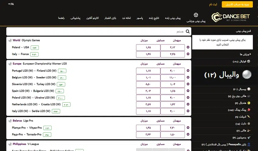 قدم اول در شرط بندی در والیبال